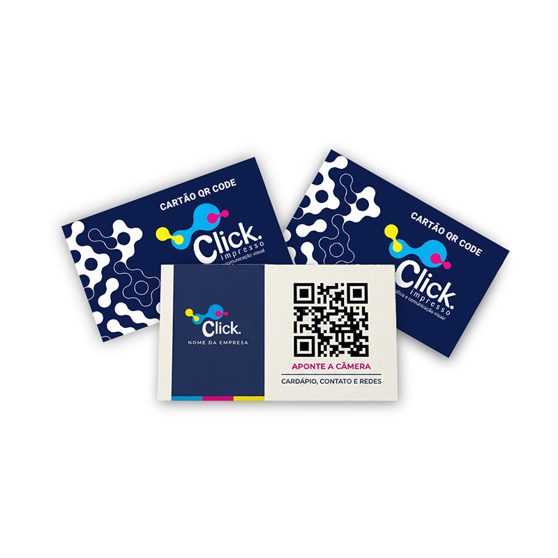 Cartão qr code 9x5cm, impressão frente e verso, corte reto